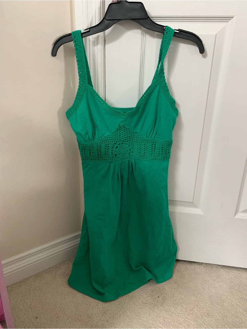 Moda International Green Crochet-Trim Tank Camisole